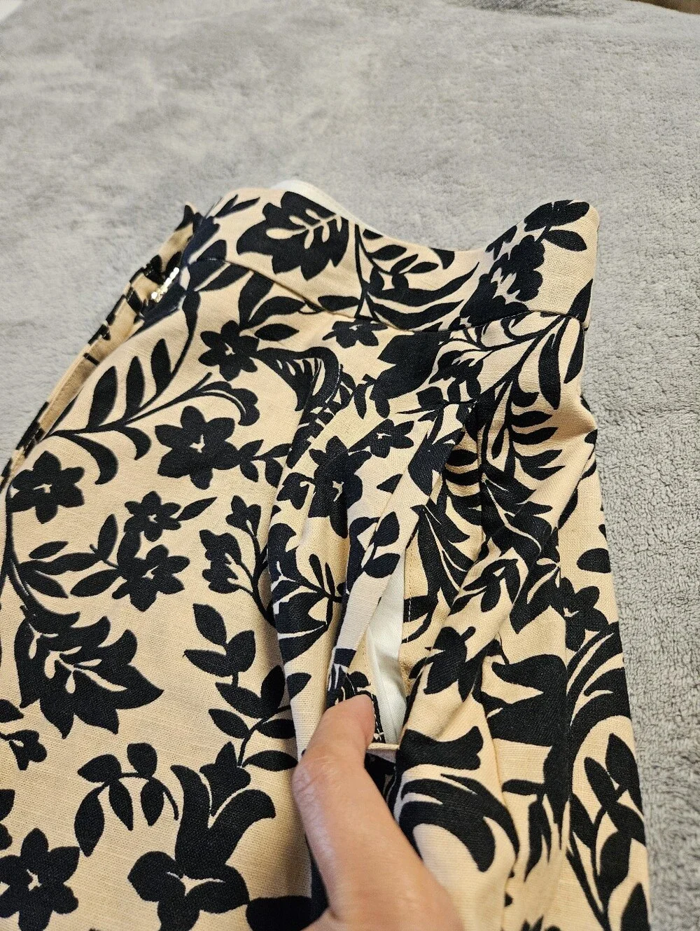 Sezane Martin Crop Nora Print Trousers Linen Blend Floral Pants Size 8